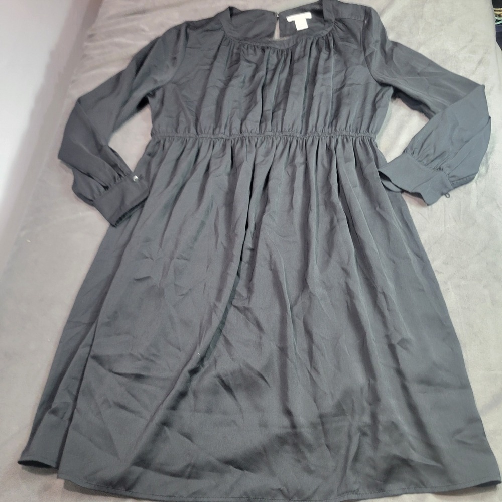 H&M Mama Womens‎ Black Empire Waist Maternity Dress Long Sleeve Size L 0459633 4